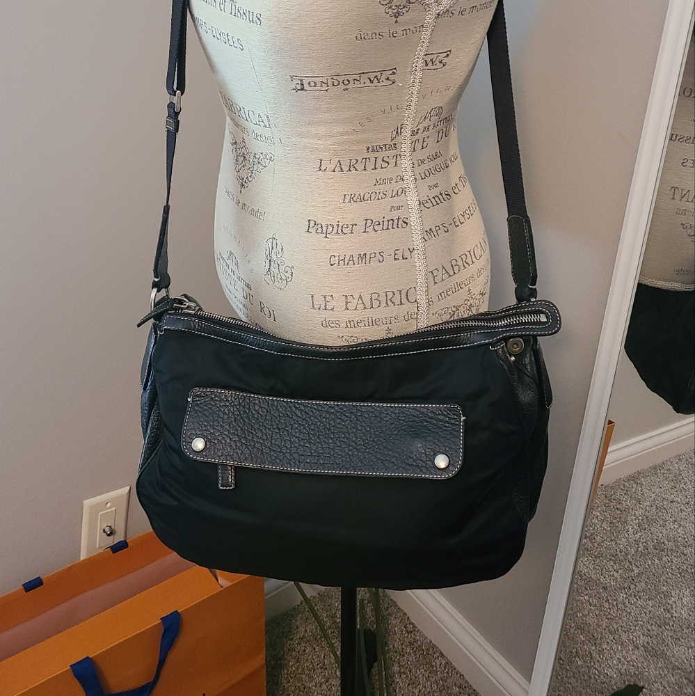 Authentic PRADA Milano Tessuto Nylon Leather Messenger Laptop Diaper Tote